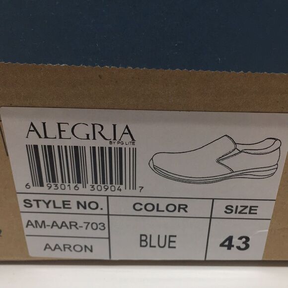 NIB Alegria Aaron Blue Suede Slip On Shoes - Size 43 EU 9.5 US (W US 13) - Picture 4 of 16